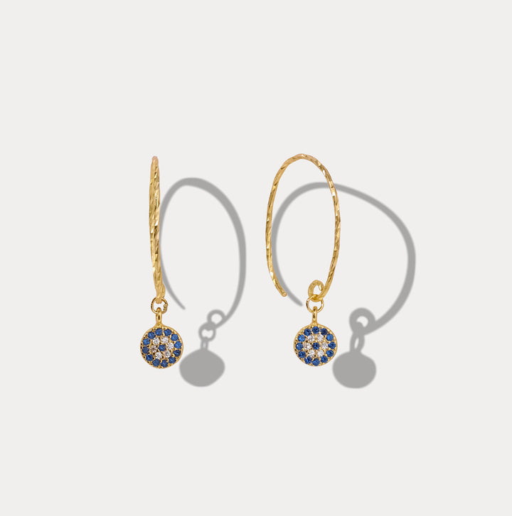 Selenichast sapphire diamond round drop large hoops earrings
