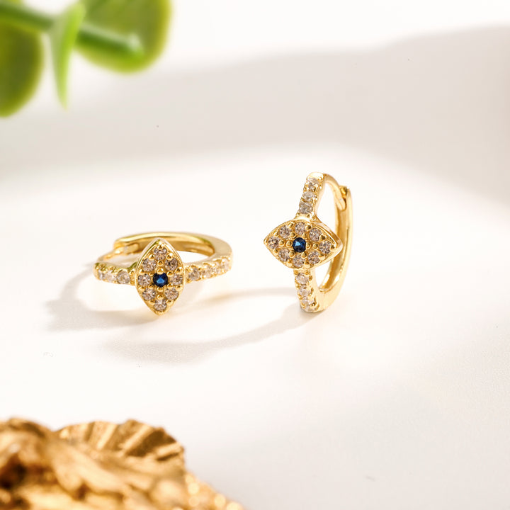 Selenichast sapphire eyes diamond hoops earrings
