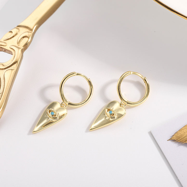 Selenichast blue eyes love drop hoops earrings