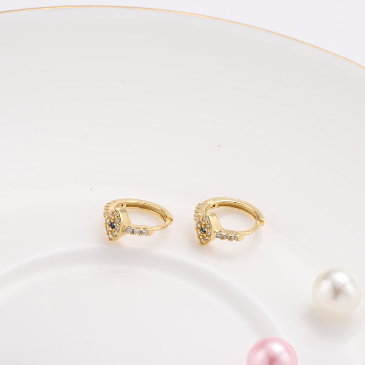 Selenichast sapphire eyes diamond hoops earrings