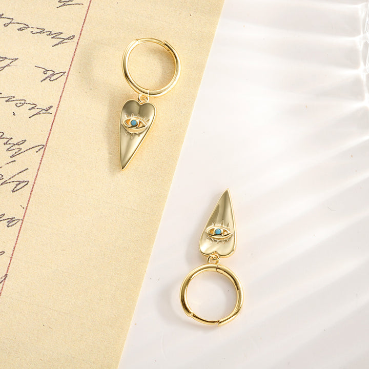 Selenichast blue eyes love drop hoops earrings