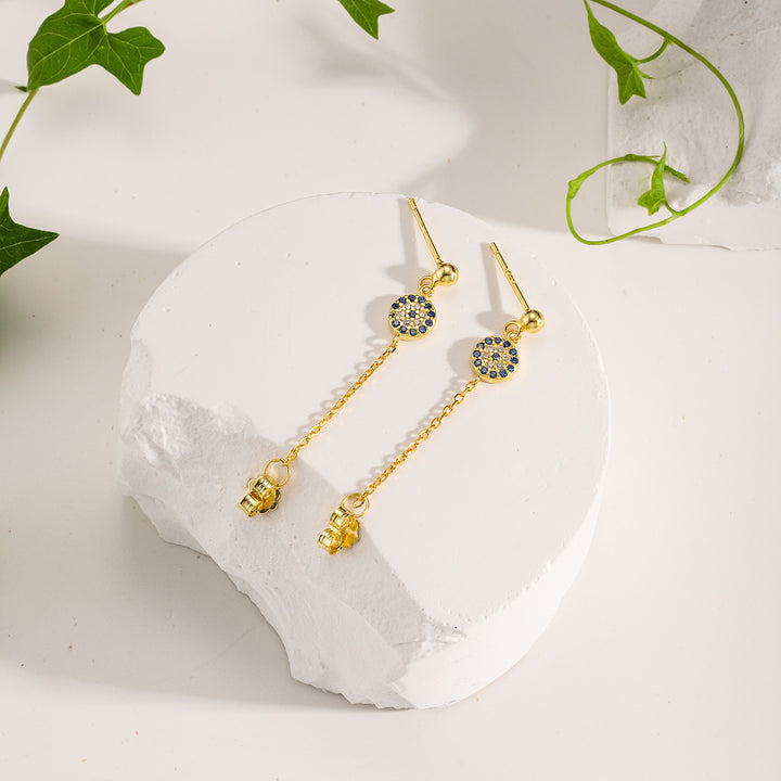 Selenichast sapphire diamond chain stud earrings