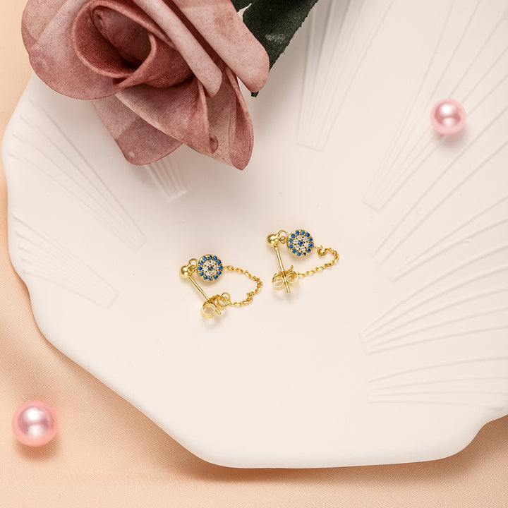 Selenichast sapphire diamond chain stud earrings