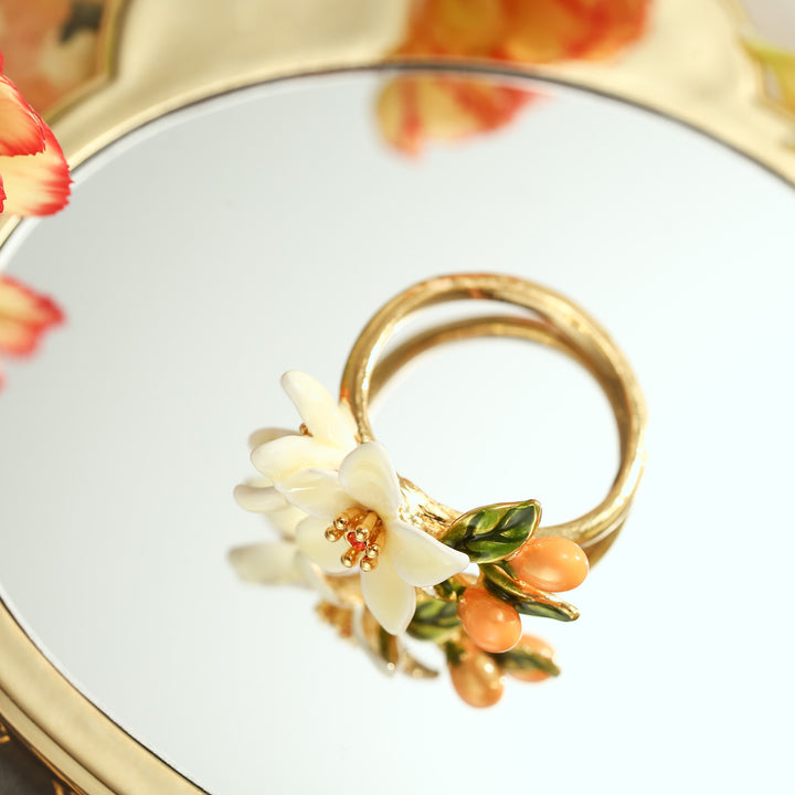 Orange Blossom Leaf Rings