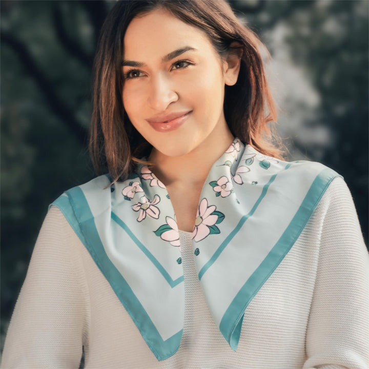 Blue Bloom Square Scarf