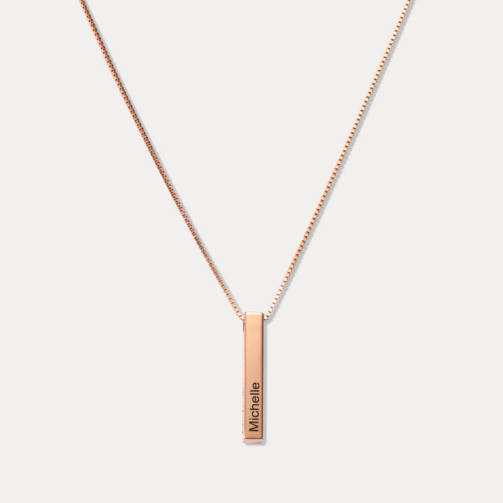Engraved 3D Bar Name Vintage Necklace