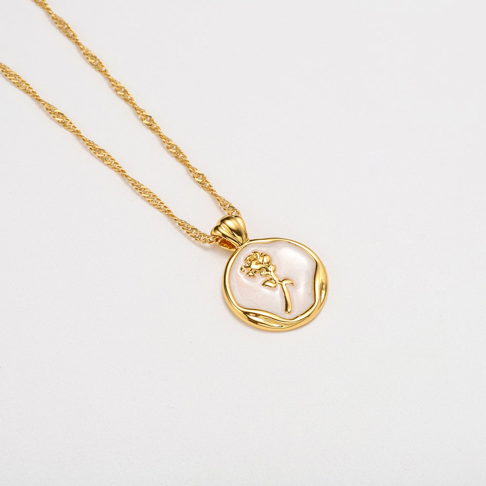 Gold Rose Pendant Necklace