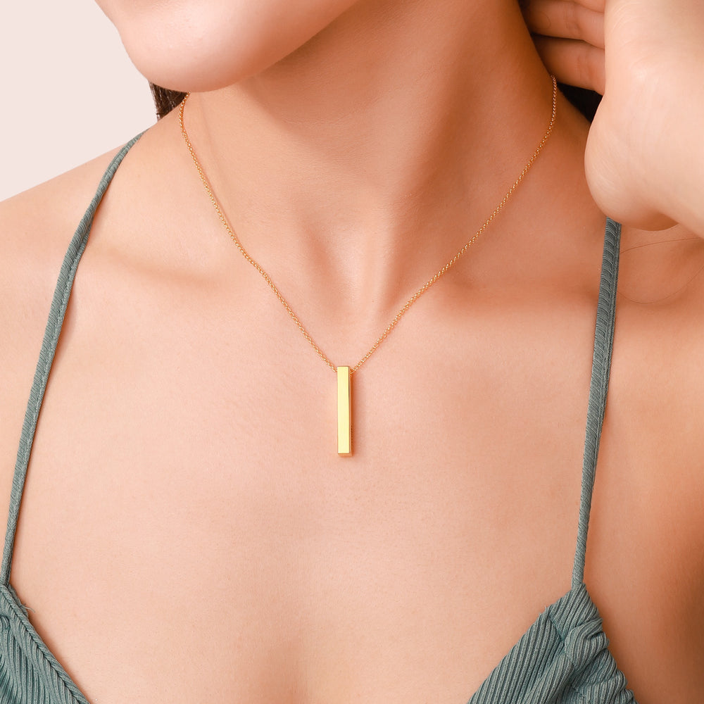Engraved 3D Bar Name Gold Necklace