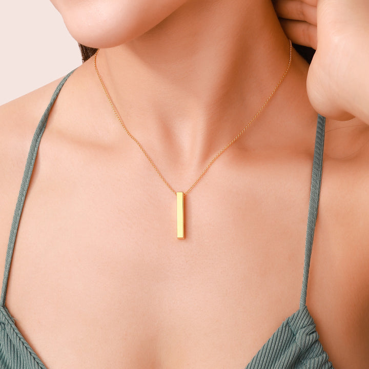 Engraved 3D Bar Name Gold Necklace