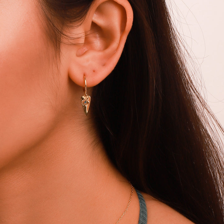 Selenichast blue eyes love drop hoops earrings