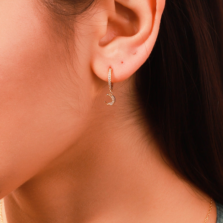 Selenichast sky gold diamond drop hoop earrings