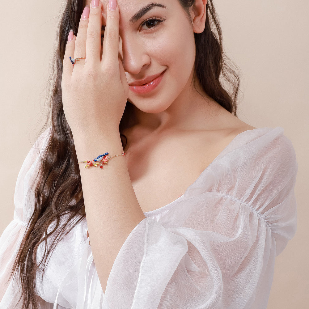 pair of lovebirds enamel bracelet