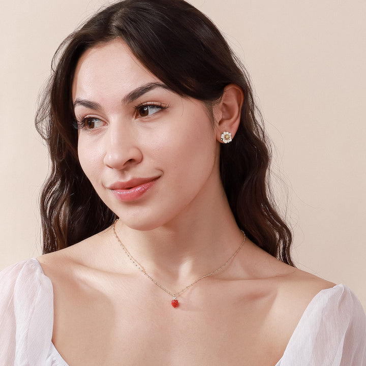 Strawberry Flower Gold Earrings