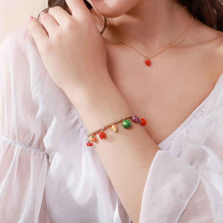 mango fruit basket enamel bracelet