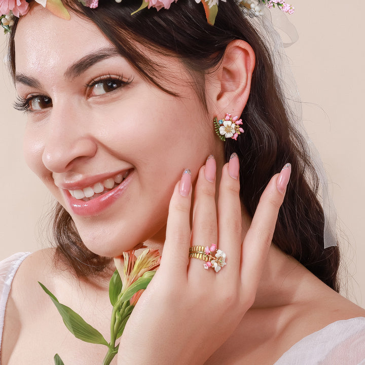 Raspberry & Lily of the Valley Ring Jewelry Set