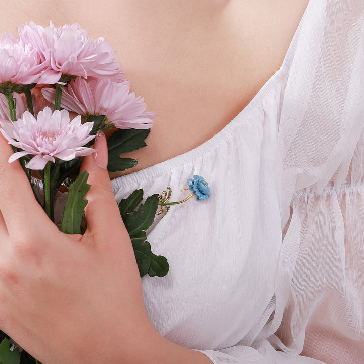 Blue Floral Brooch for Kids