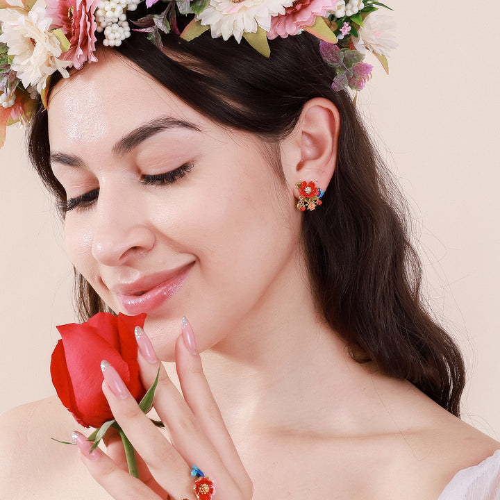Gemstone Flower Gold Ring
