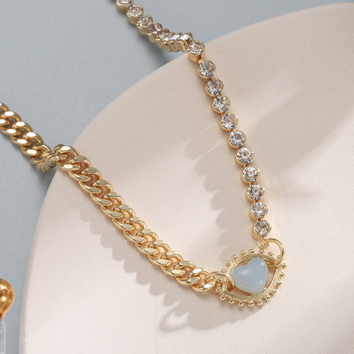 Gemstone Eye Heart Chain Choker