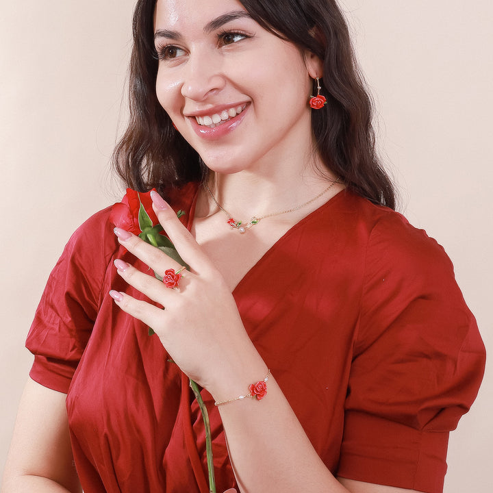 rose garland stud jewelry set