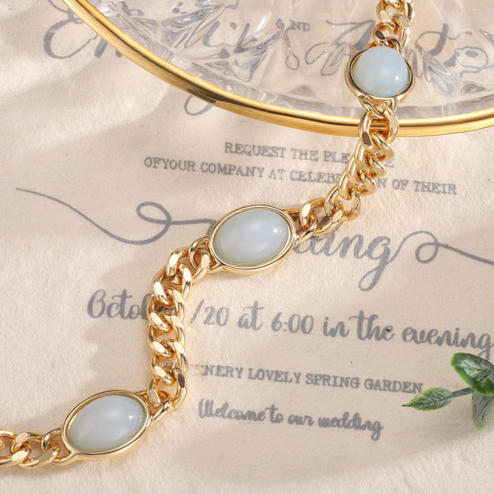 Vintage Gemstone Station Chain Necklace