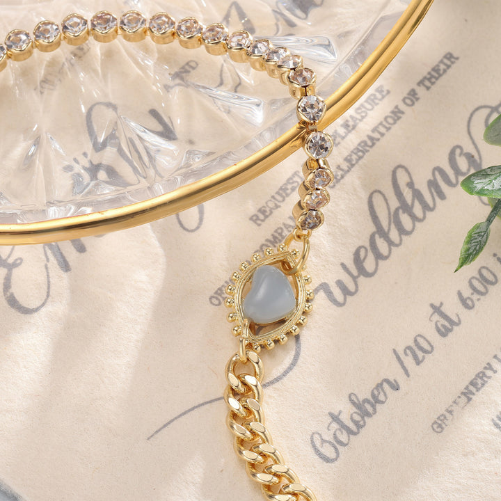 Gemstone Eye Chain Brass Choker