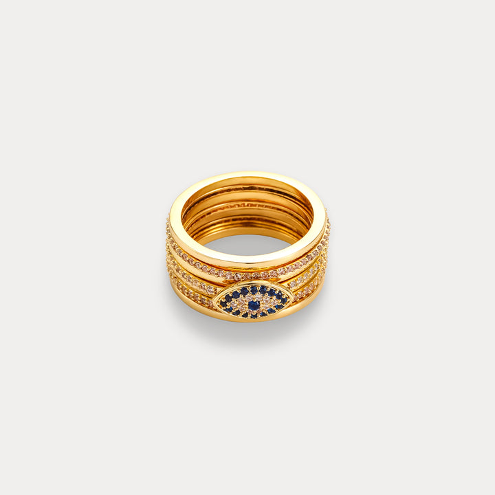 Selenichast Stackable Diamond Evil Eye Rings