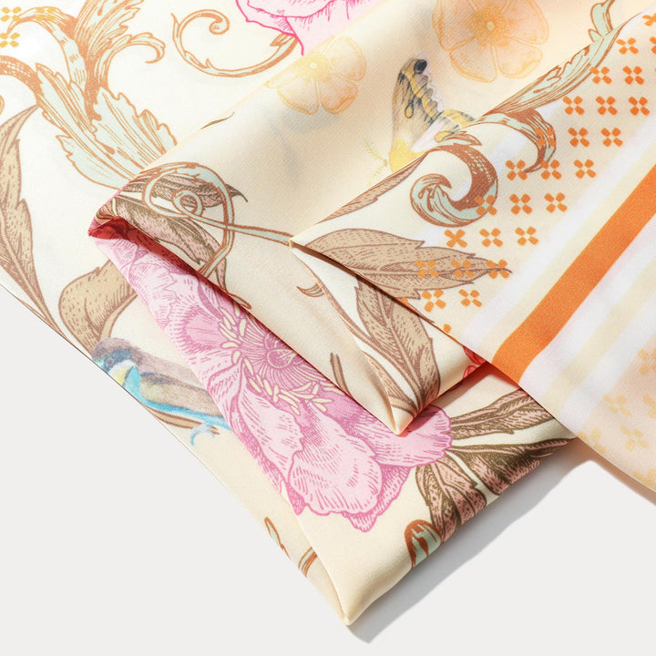 Orange Floral Square Scarf