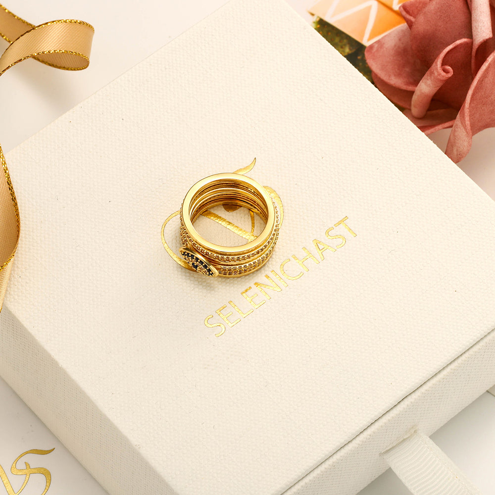 Stackable Diamond Evil Eye Gold Rings
