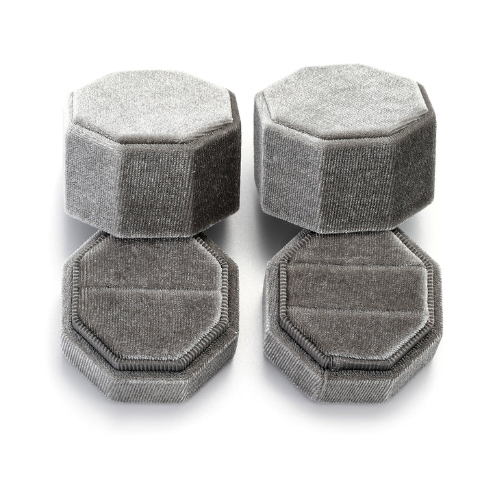 Gray Fancy Velvet Ring Box