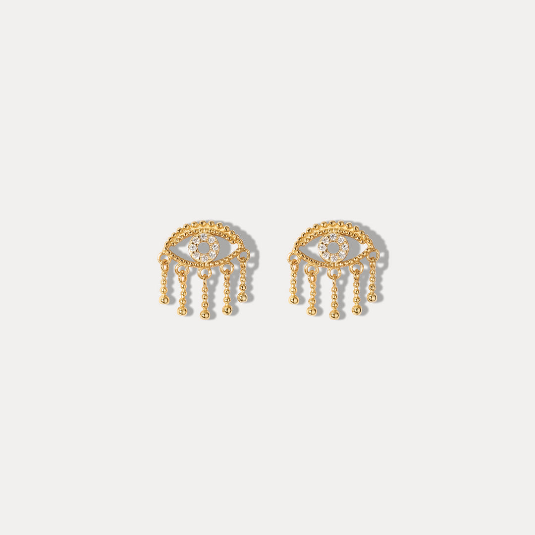 Selenichast Diamond Eye Tassel Stud Earrings