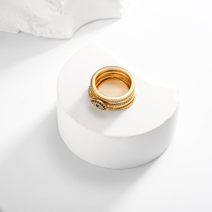 Stackable Diamond Evil Eye Rings Set
