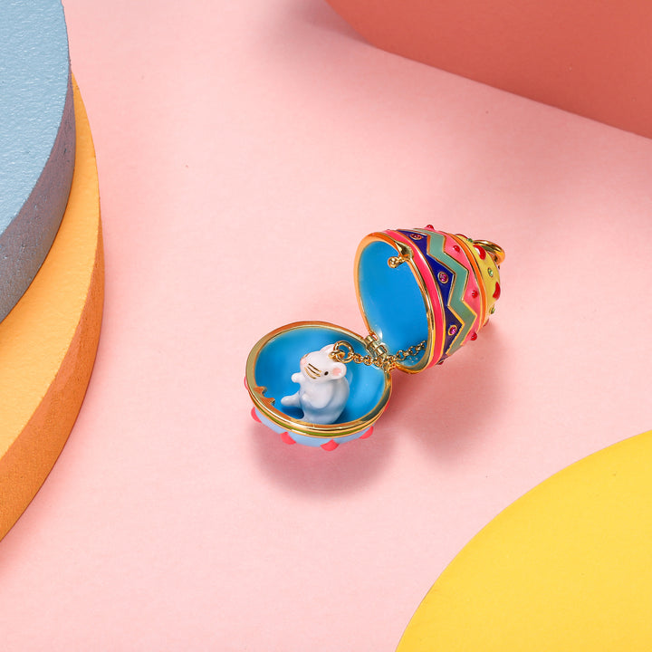 rat zodiac blue easter egg pendant