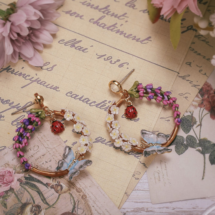 garden butterfly hoop earrings