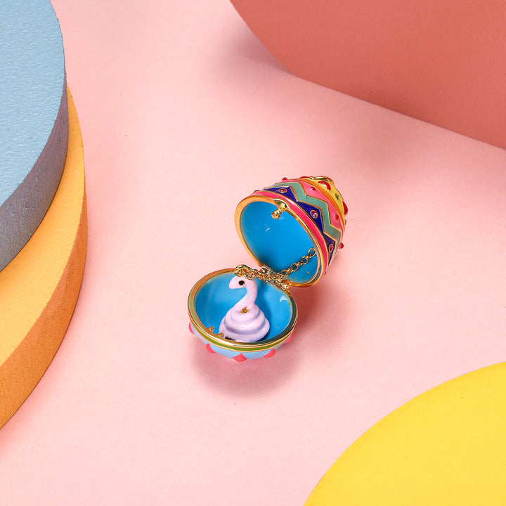snake zodiac blue easter egg pendant