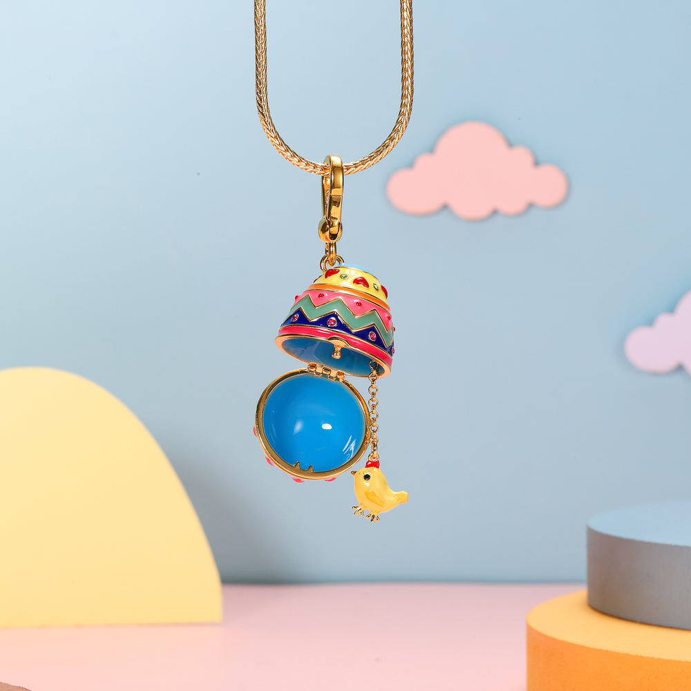 enamel rooster zodiac easter egg pendant