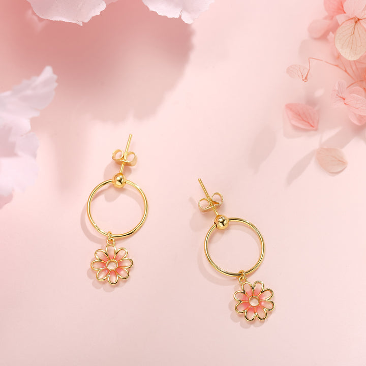 enamel sakura earrings
