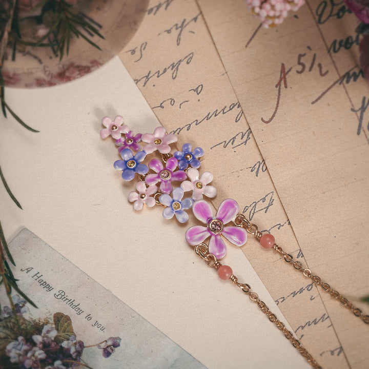 enamel forget me not flowers necklace