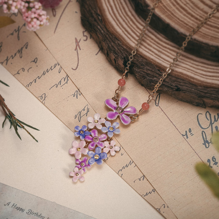 vintage forget me not flowers necklace