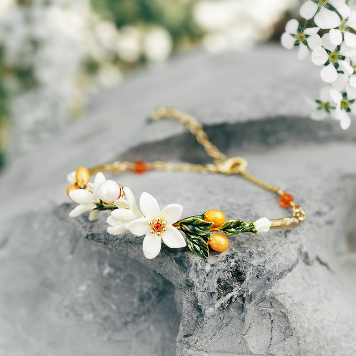 orange blossom enamel bracelet