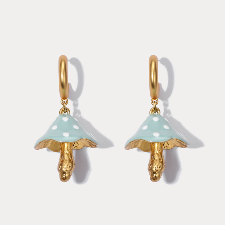 Blue Mushroom Earrings