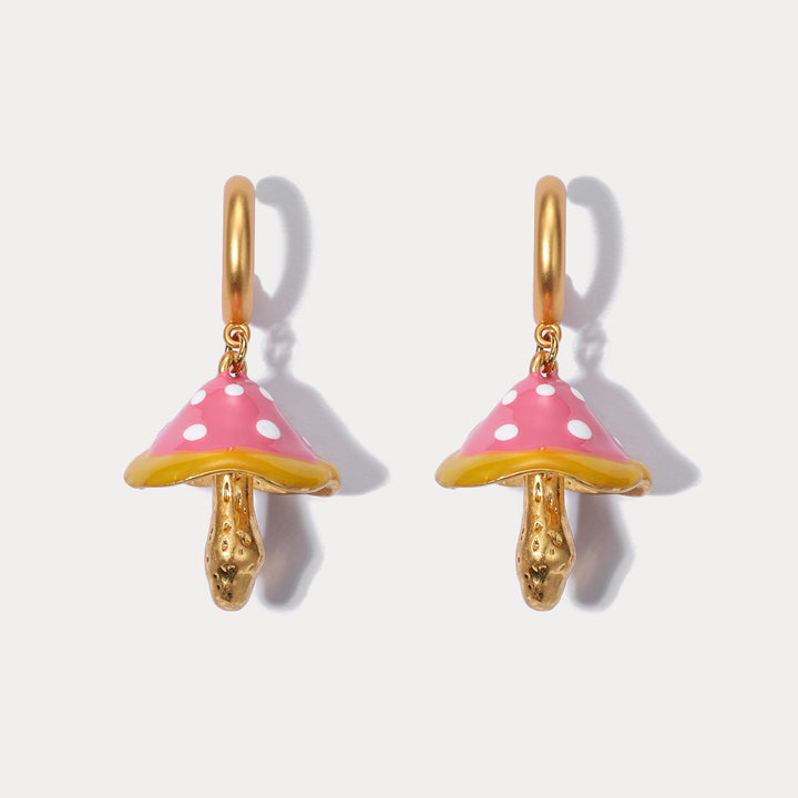 Pink Mushroom Earrings