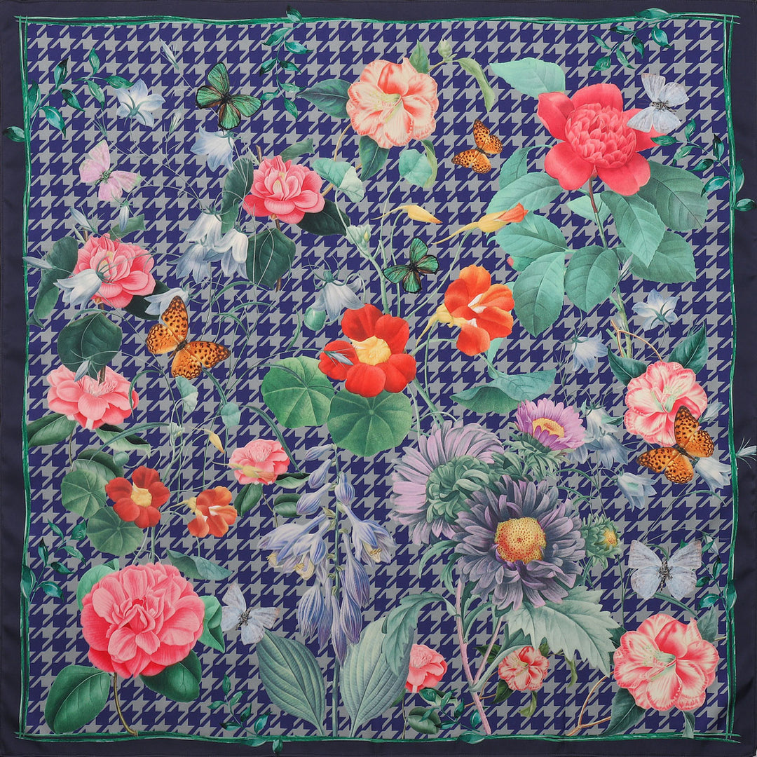 Selenichast Blooming Houndstooth Silk Scarf
