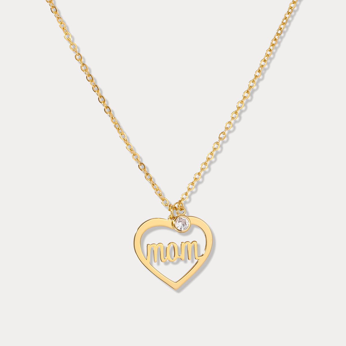 Selenichast single diamond love mom necklace