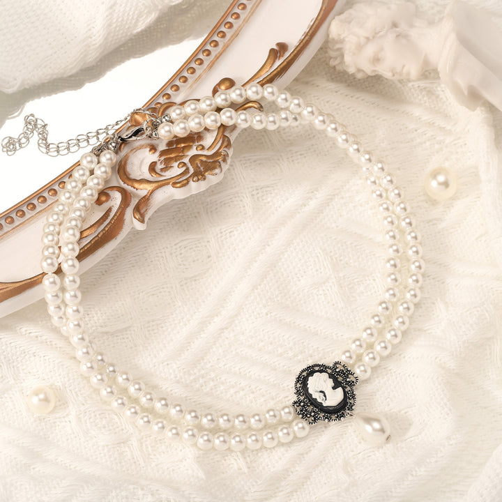 Gothic Dark Rose Pearl Choker Jewelry