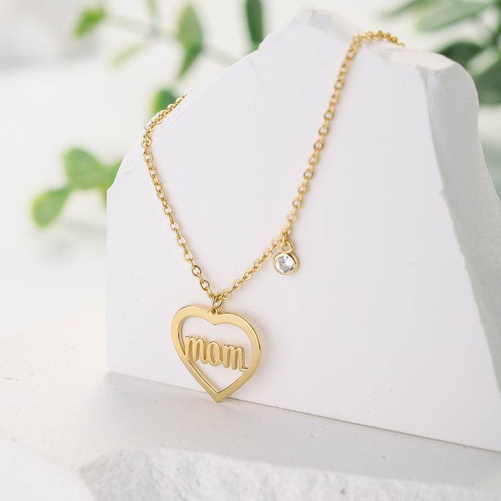 Single Diamond Love Mom Chic Necklace