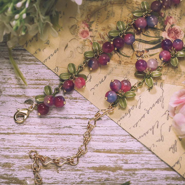 Purple Berry Glass Necklace