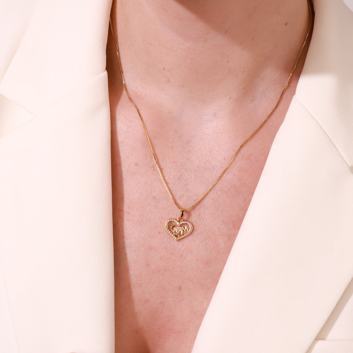Diamond Mom Love Gold Pendent Necklace