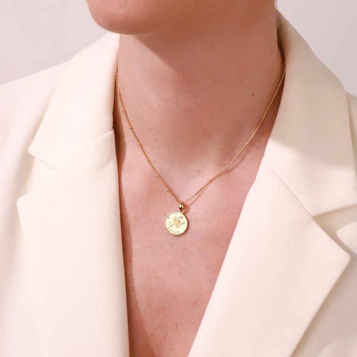 Scorpio Constellation Gold Coin Pendant Necklace