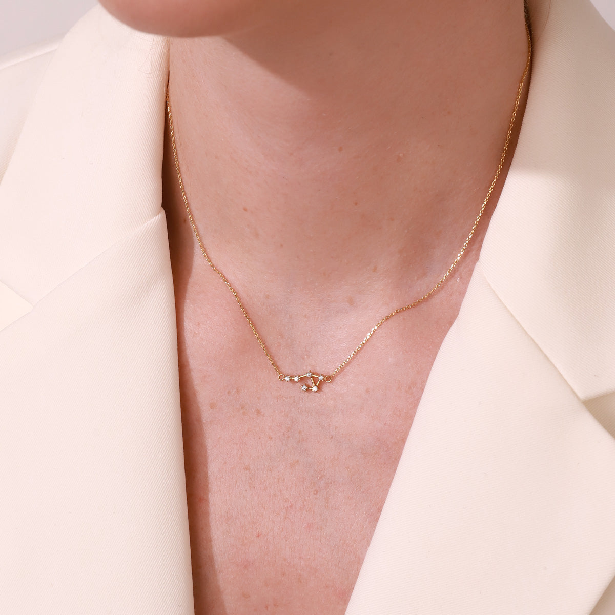Libra Constellation Diamond Pendant Gold Necklace