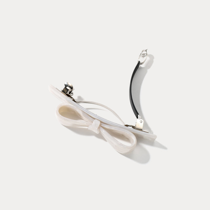 Grape & White Bow Tie Claw Clips